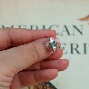 June Birthstone! Natural Alexandrite Diamond 18k White Gold Engagement Ring